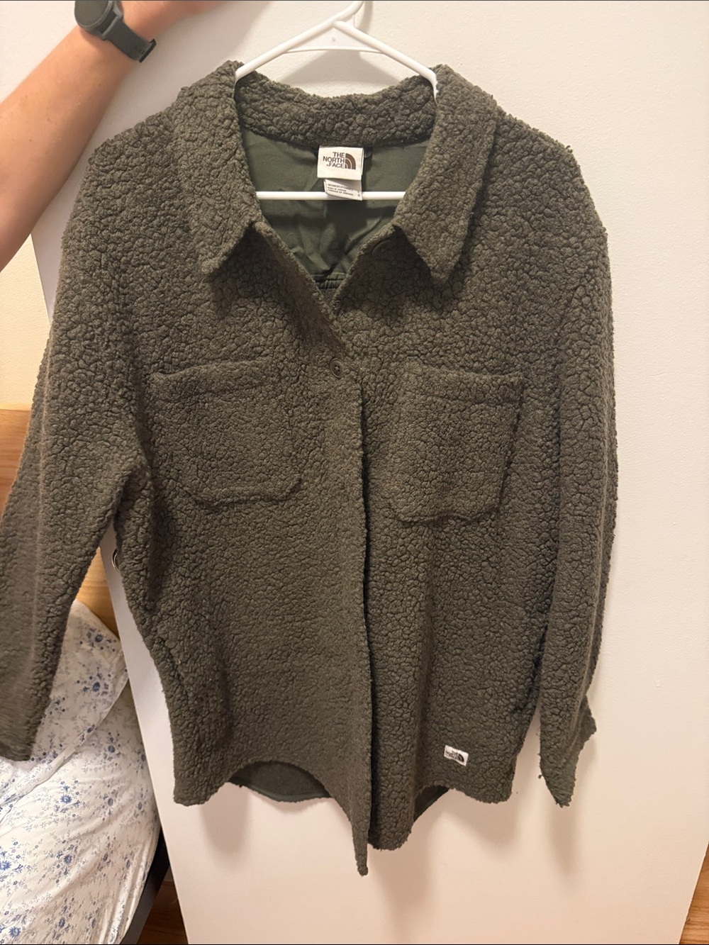 The North Face Olive Green Teddy Sherpa Jacket